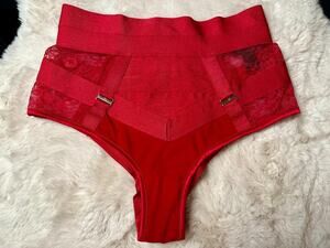 Honey Birdette ASHLEIGH❤️ Red Lace High Waisted Cheeky Brief XS
